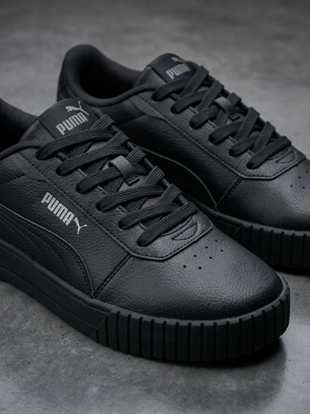 Puma Women's Black Platform Leather Sneakers